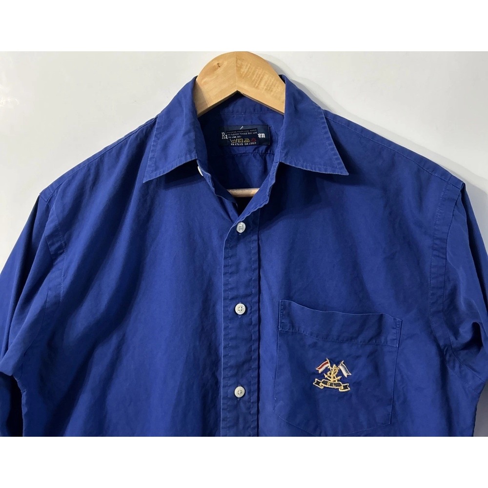 Lauren Ralph Lauren Women's Long Sleeve Button Front Shirt Gold Crest 6 EUC